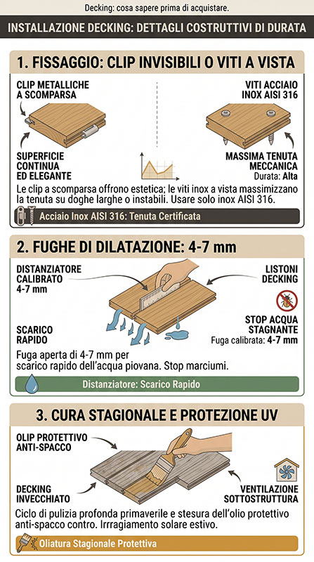 Infografica sull'installazione del decking per esterni