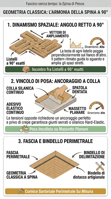 Infografica sul parquet a spina di pesce italiana