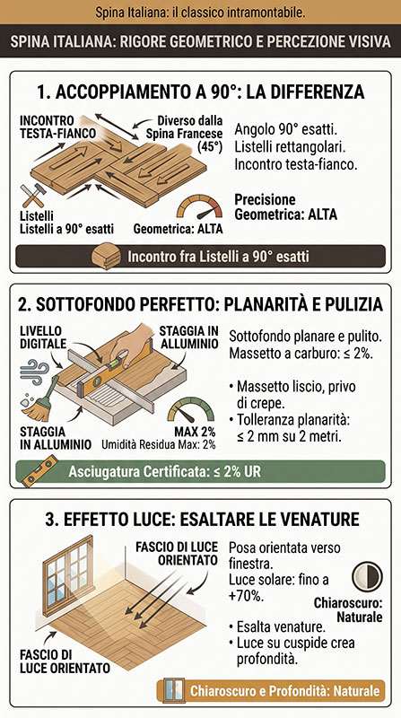 Infografica sul parquet a spina italiana