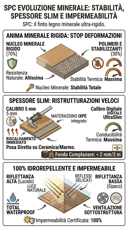 Infografica sul SPC il finto legno ultra resistente