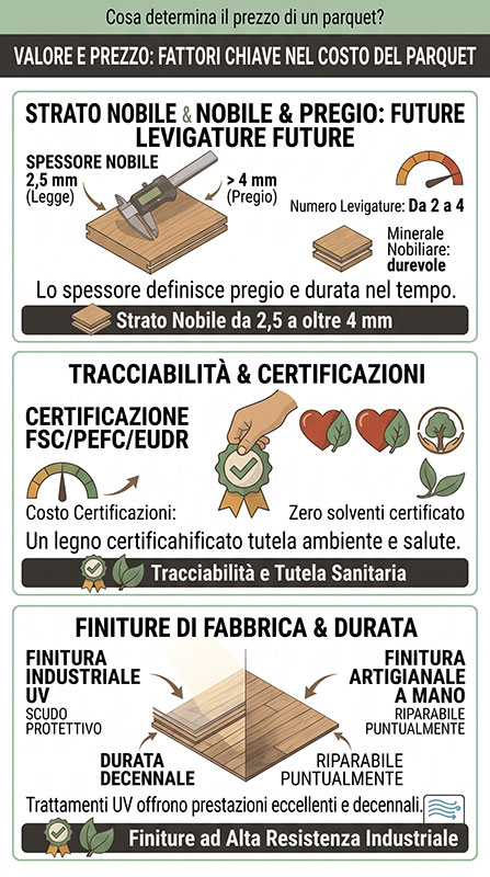valore e prezzo, fattori chiave del costo del parquet Armony Floor offre parquet a prezzi di fabbrica grazie a un modello di vendita diretto, senza intermediari
