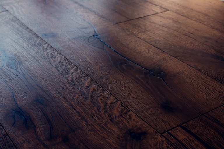 Dark Brown Oak Parquet Artisan, Rustic with Cracks