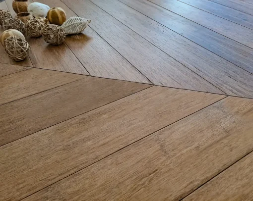 parquet bamboo spina francese 45 strand woven thermo venatura classica listone prefinito con supporto 01