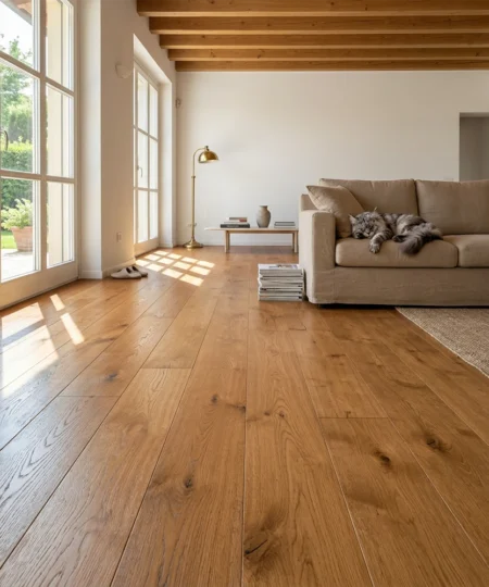 parquet rovere piallato a mano con spaccature a contrasto maxiplancia anticato smoked verniciato per riscaldamento a pavimento 03