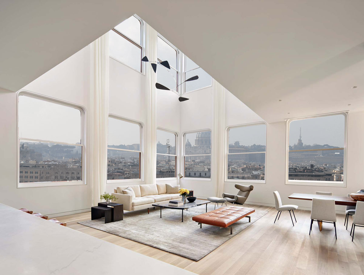 Parquet Rovere sbiancato maxiplancia con parete total white